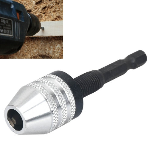 Hex Shank Mini Drill Chuck Conversion Three Jaw Chuck Power Tool, Model:Hex Shank Silver Chuck (0.3-3.6mm)