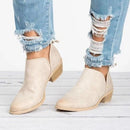 Autumn And Winter Pointed Low-Heeled Boots Women Low Tube Boots, Shoe Size:42(Beige)