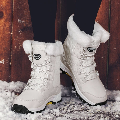 High-top Boots Plus Velvet Thick Warm Snow Boots, Size:36(White)