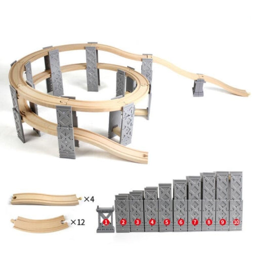 Beech Rail Hovering Railroad Station Parallel Bars Crossing Wooden Toys, Style:Hovering Orbit