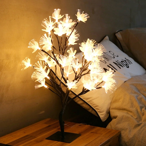 24 Lights Cherry Tree Lamp Table Lamp Room Layout Decoration Creative Bedside Night Light Gift, Style:Fiber Optic Black tree
