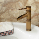 Antique Retro Hot Cold Water Bathroom Counter Basin Bamboo Waterfall Basin Copper Faucet, Specifications:Breaking 2 Knots