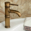 Antique Retro Hot Cold Water Bathroom Counter Basin Bamboo Waterfall Basin Copper Faucet, Specifications:Elbow 2 Knots
