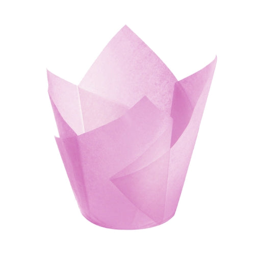 50 PCS / Set Tulip Shape Oil Heat Resistant Cake Paper Cup(Pink)
