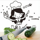 Remove Waterproof Creative Cute Chef Cut Vegetables Kitchen Restaurant Wall Stickers, Size:20x30cm(Black)
