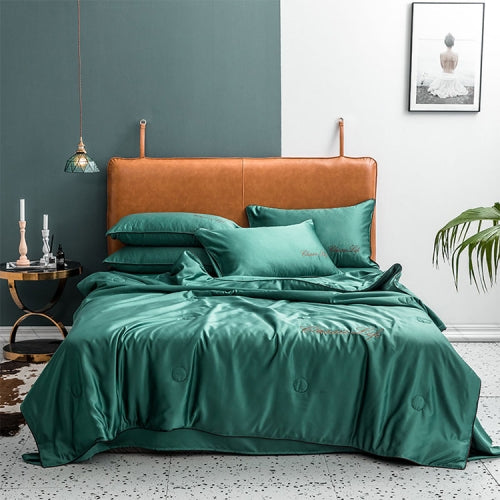 Summer Healthy Sleep Ice Silk Air Conditioner Quilt Four-piece Set Machine Washable, Style:Section A Sheet, Bed Size:1.5 Meters(Green)