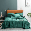 Summer Healthy Sleep Ice Silk Air Conditioner Quilt Four-piece Set Machine Washable, Style:Section B Bed Mattress, Bed Size:1.5 Meters(Green)