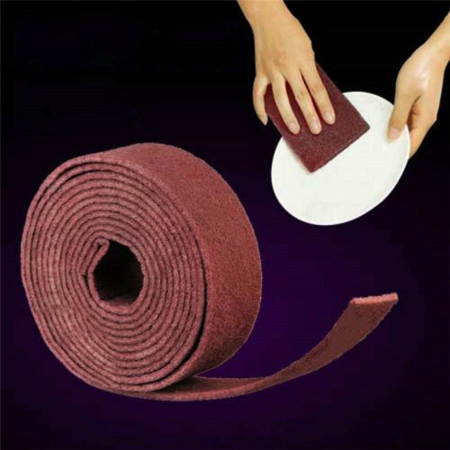 10 PCS Nylon Emery Scouring Pad Stainless Steel Rust Polishing Kitchen Dish Cleaning Rag, Size:9 cm x 1 m(Red Brown)