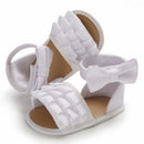 Summer Baby Girl Shoes Cute Crib Breathable Anti-Slip Bowknot Sandals Toddler Soft Soled Shoes, Size:13cm(White)