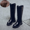 Winter Girls Leather High-Top Snow Boots, Size:26, Color:Black thick cotton boots