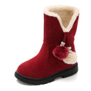 Autumn And Winter Girls Boots Fur Ball Snow Boots, Size:35, Color:KY-5 Red