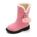 Autumn And Winter Girls Boots Fur Ball Snow Boots, Size:31, Color:KY-5 Pink