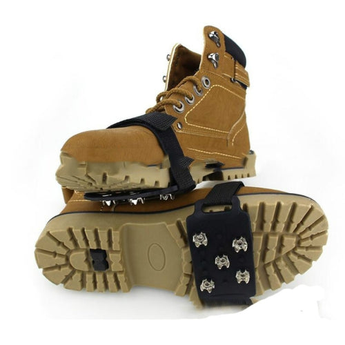 1 Pair Lace-up 5 Teeth Silicone Ice Claw Outdoor Non-slip Shoes Covers for Ice Snow Ground(Black)