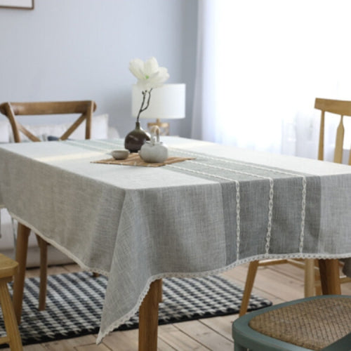 Simple Striped Cotton And Linen Dust Cloth Table Cloth, Size:80x80cm(Grey)
