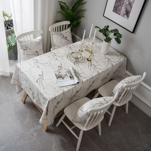 Marble Pattern Minimalist Tablecloth Cover Table Cloth Cotton Linen Dust-proof Cabinet Cloth, Size:140x260cm(White)