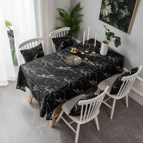 Marble Pattern Minimalist Tablecloth Cover Table Cloth Cotton Linen Dust-proof Cabinet Cloth, Size:140x300cm(Black)