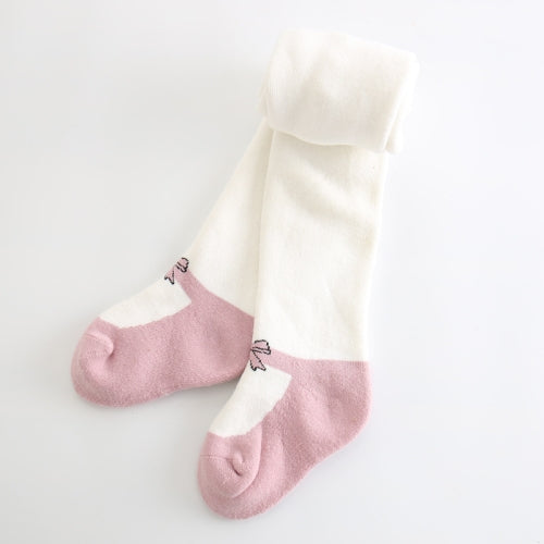 Spring And Autumn Cotton Baby Pants With Thick Loop Elastic Thermal Pants Cartoon Pantyhose, Size:15/17(White)