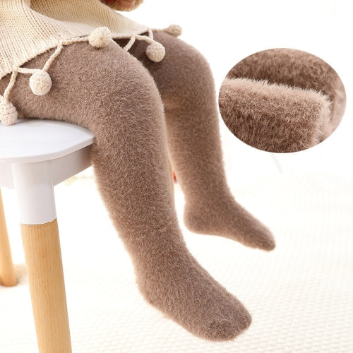 Children Pantyhose Baby Leggings Imitation Mink Fleece Plus Fleece Jumpsuit, Size:XL(Brown)