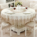 Classical Tablecloth Table Decor Jacquard Lace Elegant Table Cloth, Size:180cm Round(Light Brown)