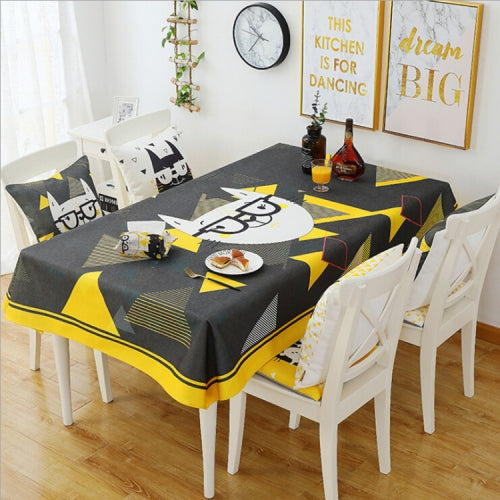 Thick Cotton Linen Tablecloth Waterproof Oil-proof Anti-hot Cartoon Restaurant Fabric Placemat, Size:140x140cm(Glasses White Cat)