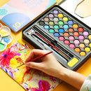 36 Color Solid Watercolor Paint Portable Tin Box Beginner Hand-painted Painting Tool Set / Single Box (Black)