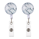 2 PCS Night Starry Sky Marble Crack Puller Retractable Buckle Lanyard Business Key Buckle Card Holder Marble Alligator Clip