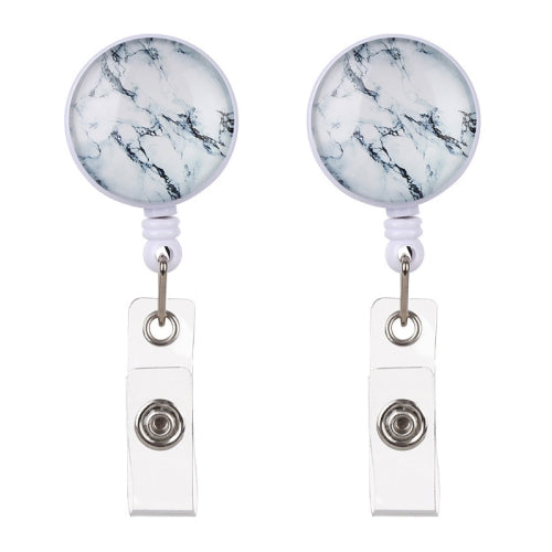 2 PCS Night Starry Sky Marble Crack Puller Retractable Buckle Lanyard Business Key Buckle Card Holder Marble Alligator Clip