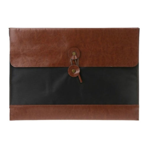 A4 Organ Bag PU Leather Document Bag Briefcase Storage Bag Office Folder(Brown Red)