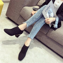 Women Shoes Square Toe Knit Heel Martin Boots, Size:39(Black)