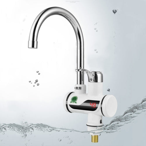 Yangge Indicator Section Electric Hot Water Faucet Instant Water Heater Kitchen Faucet Accessories, Plug Standard:EU Plug(White)