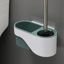 Toilet Brush Long Handle Free Punching Wall-mounted Household Toilet Cleaning Brush(Dark Green)