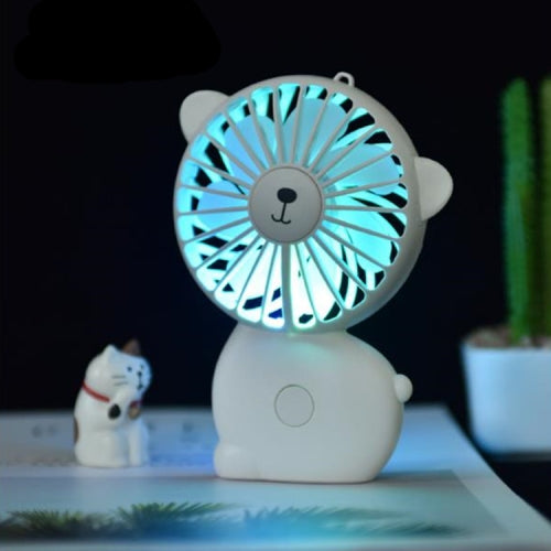 USB Small Fan Portable Night Light Rechargeable Handheld Fan(White)