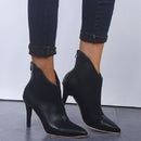 Women Shoes Leather Pointed High Heels, Size:42(Black)