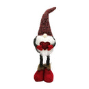 Christmas Decorations Stretch Knitted Faceless Doll Standing Figure Santa Claus Doll Ornaments(Red)