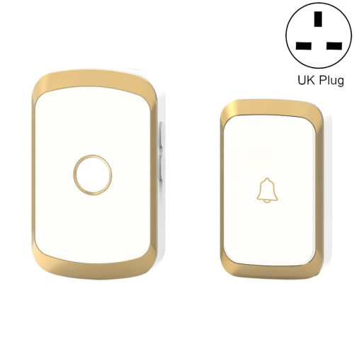 CACAZI A20 Smart Home Wireless Doorbell Digital Music Remote Control Waterproof Doorbell, Style:UK Plug(Golden)