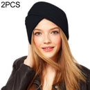 2 PCS Winter Warm Imitation Cashmere Cross Wool Knitted Hat Skullcap, Size:One Size(Black)