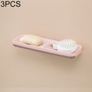 3 PCS Double-layer Drain Soap Box Wall-mounted Toilet Soap Rack Bathroom Shelf(Light Pink)