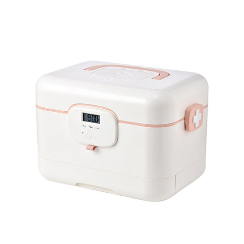 Family Loaded Portable Medicine Large Capacity Small Creative Medicine Box With Smart Display Can Be Timed(Pink)