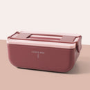 Square Portable Insulation Partitioned Lunch Box Student Office Workers Heated Microwave Oven Bento Box, Style:Single Layer(Red)