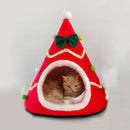 Three-dimensional Sponge Christmas Hat Shaped Pet Bed Nest Warmth Supplies, Size:Medium 45x55cm(Red)