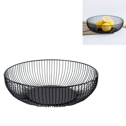 Household Living Room Fruit Basket Wrought Iron Desktop Snack Storage Basket(Black)