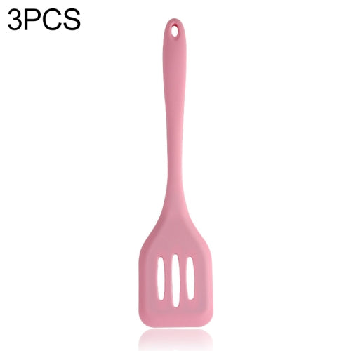 3 PCS One-piece High Temperature Resistant Silicone Non-stick Spatula Kitchen Kitchenware Leak Shovel(Pink)