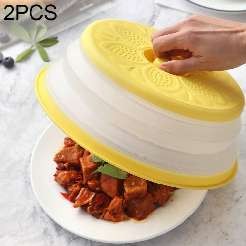 2 PCS Flower Pattern Plastic Microwave Oven Breathable Splash-proof Food Cover Foldable Fresh-keeping Cover Random Color Delivery