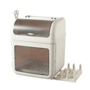 Kitchen Household Insect-proof Dustproof Double-layer Partition Large-capacity Tableware Storage Box Drain Cupboard With Lid(Khaki)