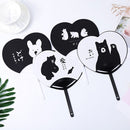 10 PCS Heart-shape Round Fan Cool Summer Portable Hand Fan, Color:Random Color Pattern Delivery(Hello Bear)