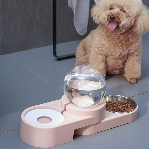 Cat Dog Double Bowl Automatic Refill Water Drinking Fountain Pet Supplies(Pink)
