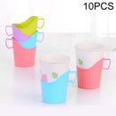 10 PCS Disposable Paper Cup Holder Plastic Anti-scald Heat Insulation Cup Holder Random Color Delivery