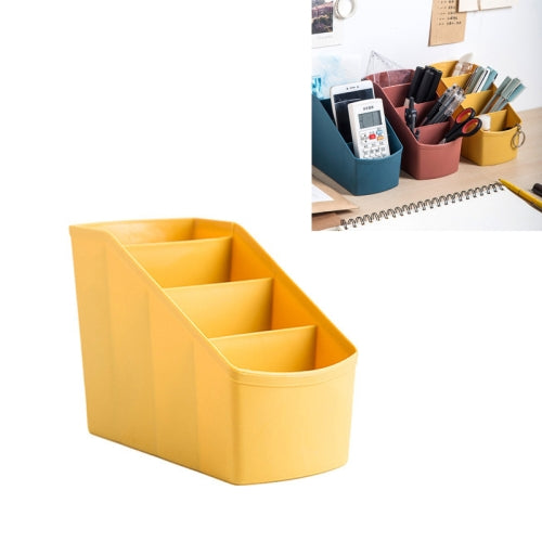 3 PCS Home Office Plastic Storage Box Desktop Student Stationery Rack Cosmetic Box(Yellow)