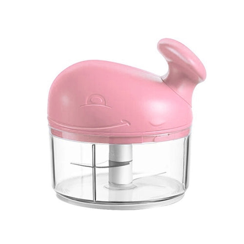 Home Kitchen Cartoon Whale Shape Hand-pulled Mini Garlic Puller Multi-function Chili Pepper Mincer(Pink)
