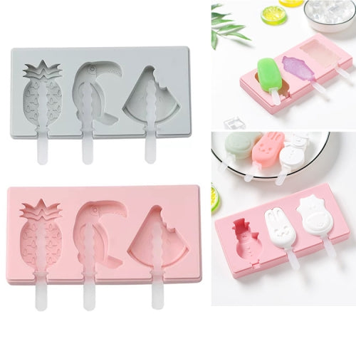 Silicone Cartoon Homemade Handmade DIY Ice Cream Popsicle Mould with Lid, Color Random Delivery, Style:Fruit Woodpecker